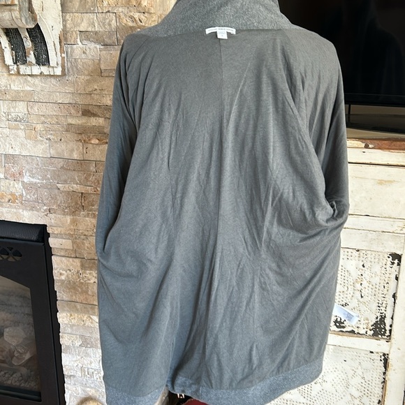 James Perse gray open front cardigan sweatshirt pockets roll sleeves heavy - Picture 10 of 16